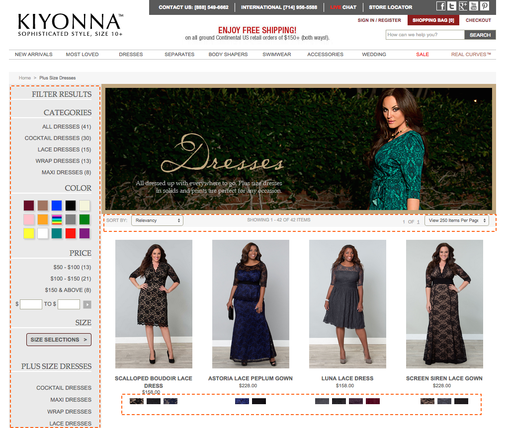 Kiyonna Ecommerce Site Search