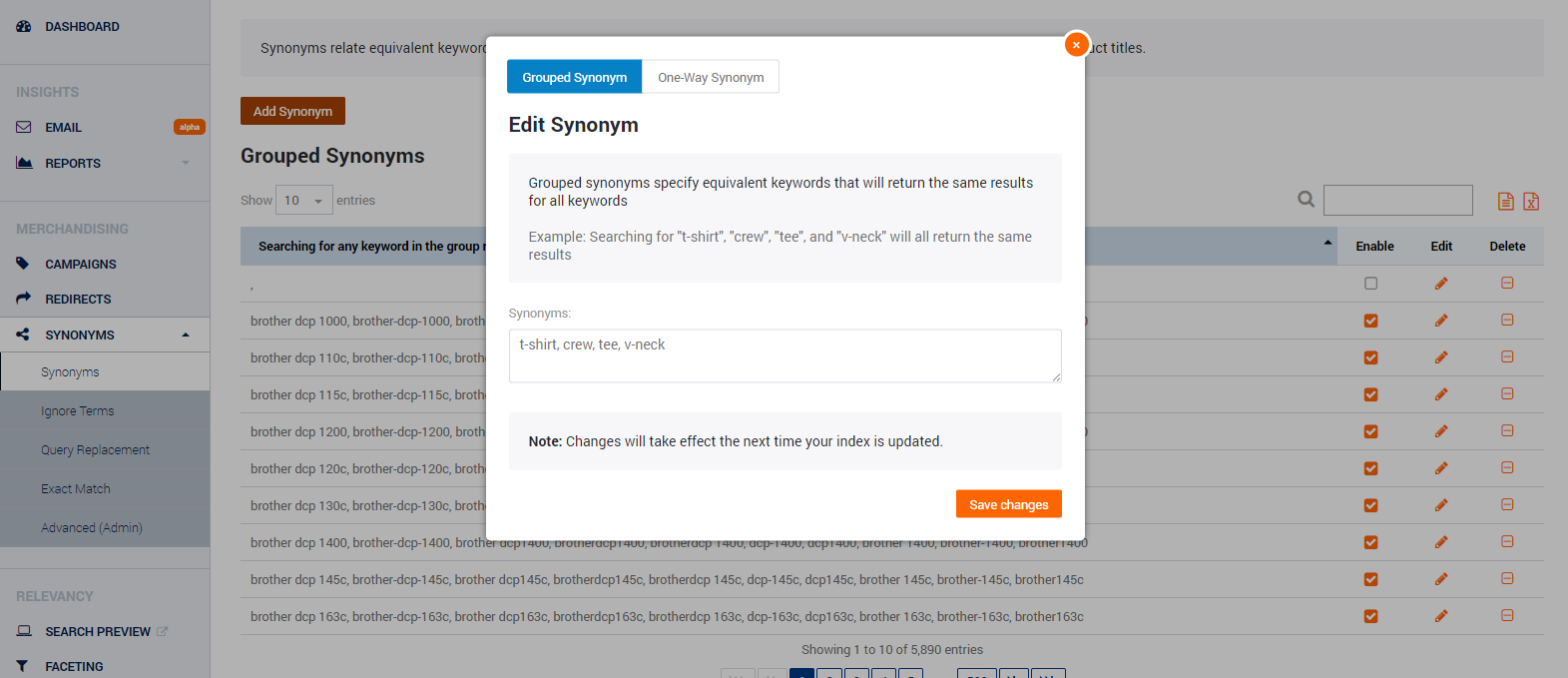 No results report add synonym