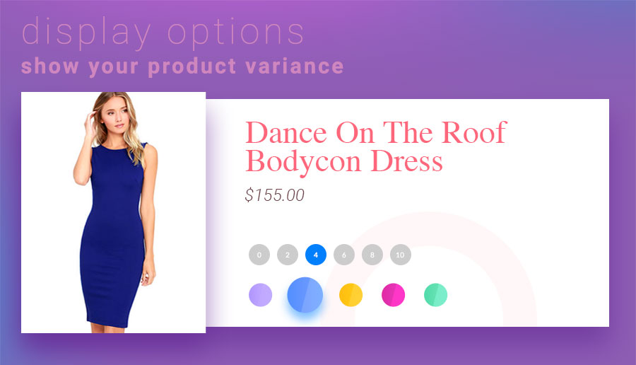 Add your product variance data to your product results so your shoppers can see that your products have different options available.