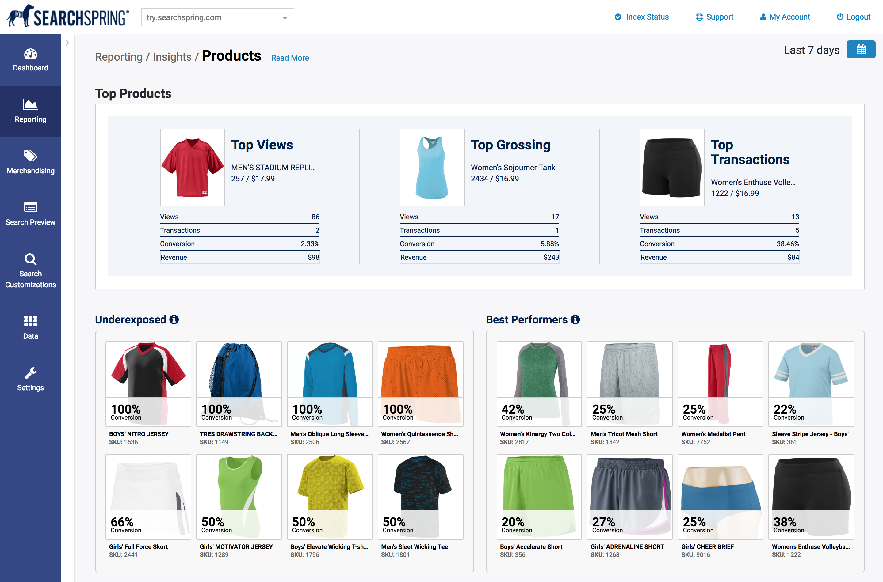 redesign searchspring managment console product insights
