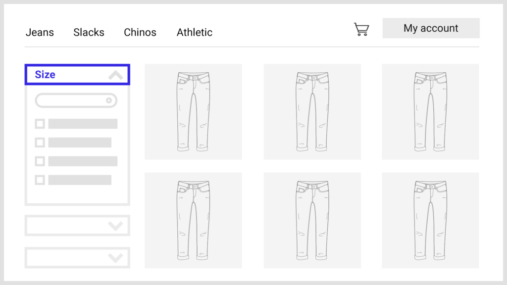 image depicting most popular filter group at the top on ecommerce store