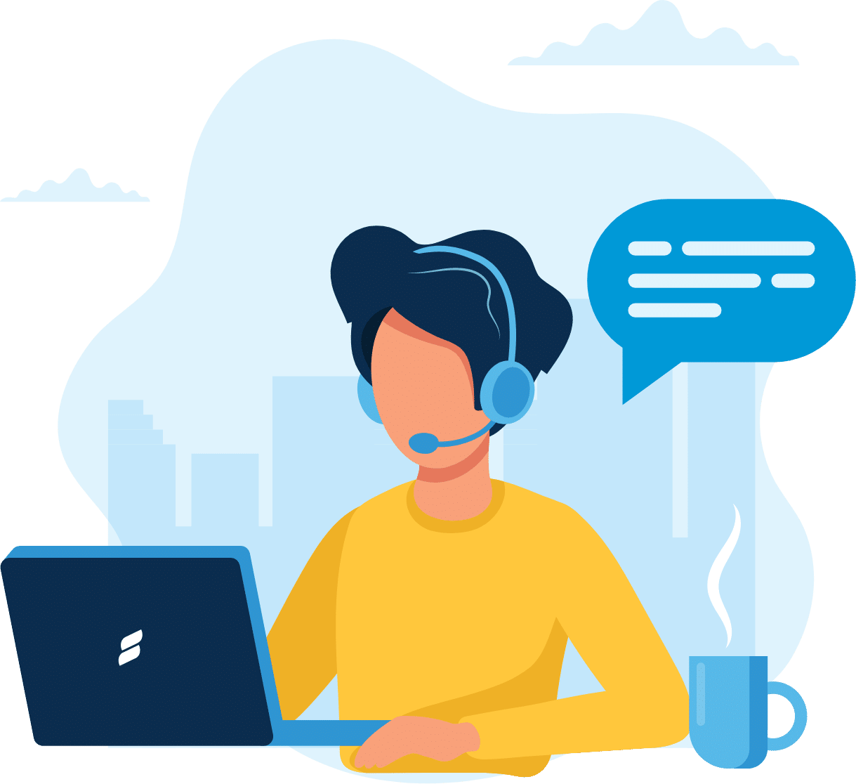 animated girl on phone with customer service