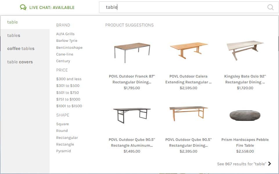 ecommerce search engine with autocomplete