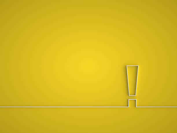 Exclamation mark icon. Attention sign icon. Hazard warning symbol in yellow background.