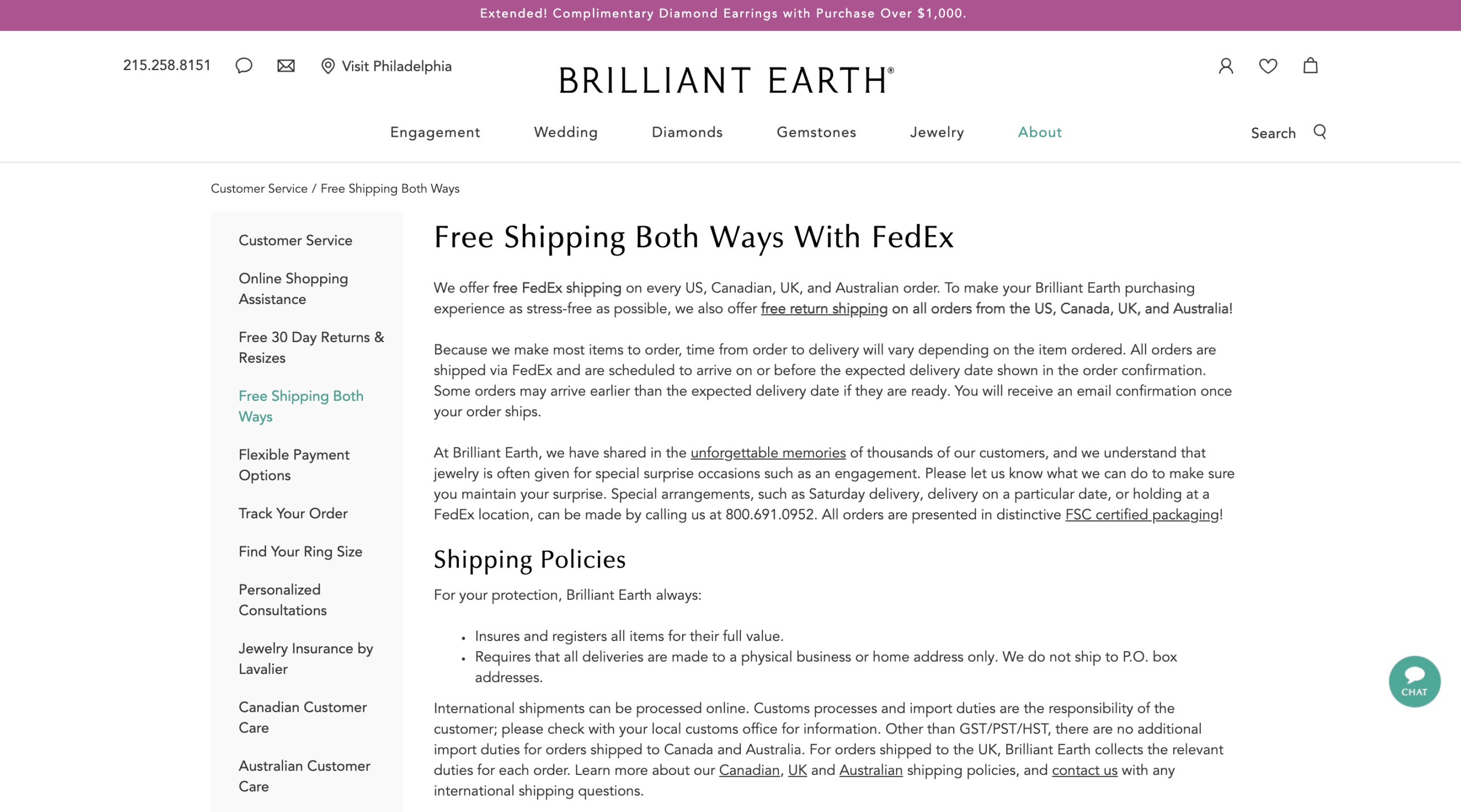 shipping policy page