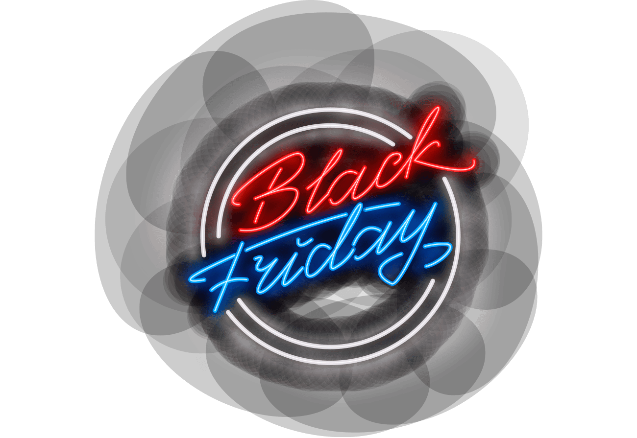 Black Friday in neon lights - Win Black Friday Searchspring page