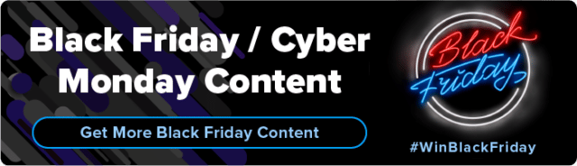 Black Friday / Cyber Monday Content - Black Friday in neon lights; CTA: More black friday / cyber monday content; Black Friday in neon lights; CTA to more black friday / cyber monday content