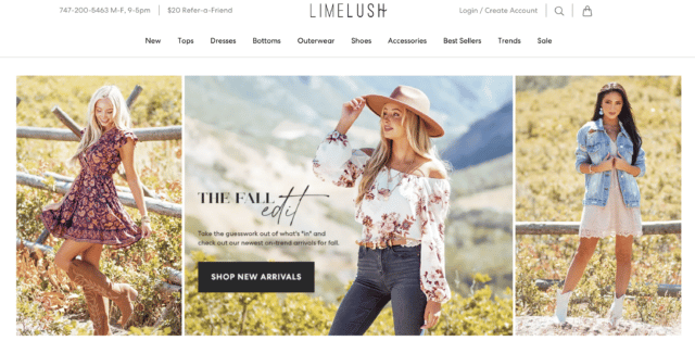Lime Lush The Fall Edit - fall ecommerce campaign featuring 3 women in 3 different fall outfits