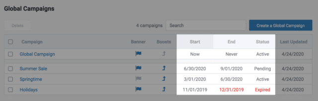 searchspring campaign scheduling 