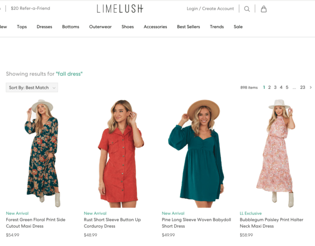 fall dress search - 4 search results showing best sellers and LL exclusive at the top