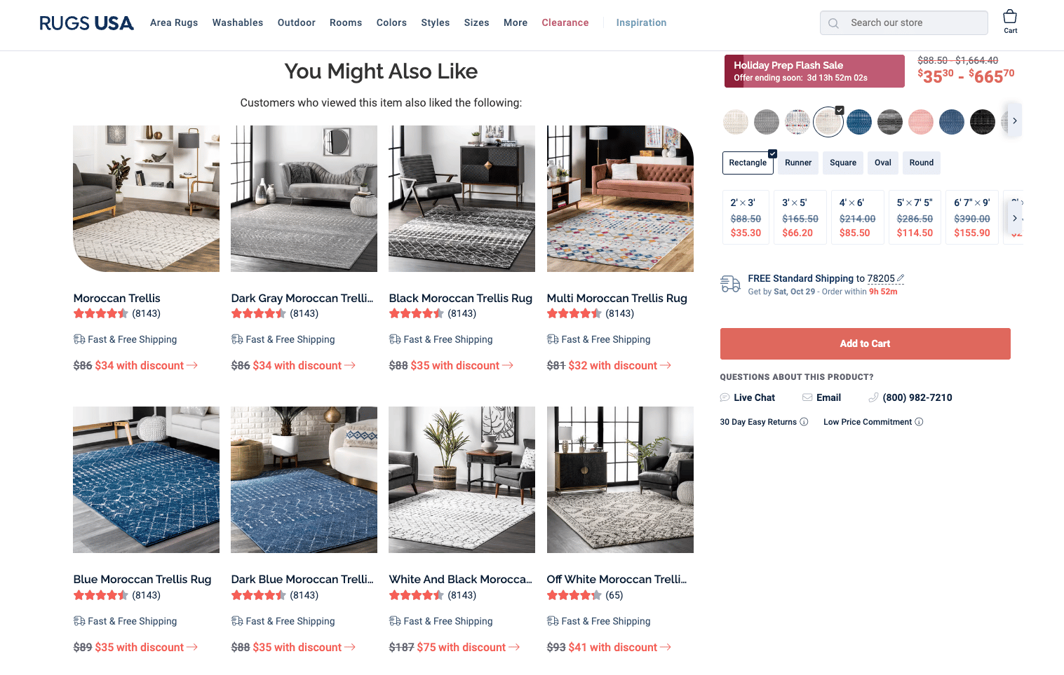 rugs usa product page with 