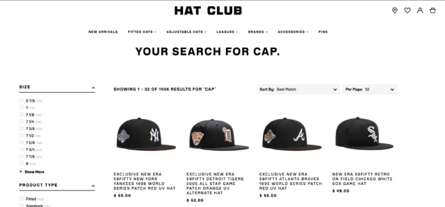 Hat Club search for 